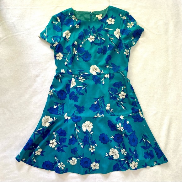 J. Crew Factory Dresses & Skirts - J Crew Blue Green Floral Flounce Dress